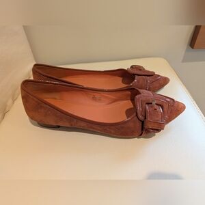 Via Spiga Deandra Suede Pointed Toe Flats Buckle Spice Rust Size 10
